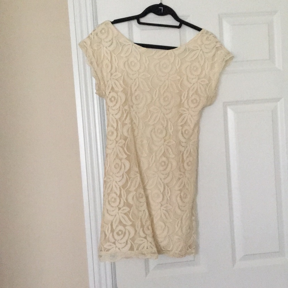 Cream colored lace mini dress